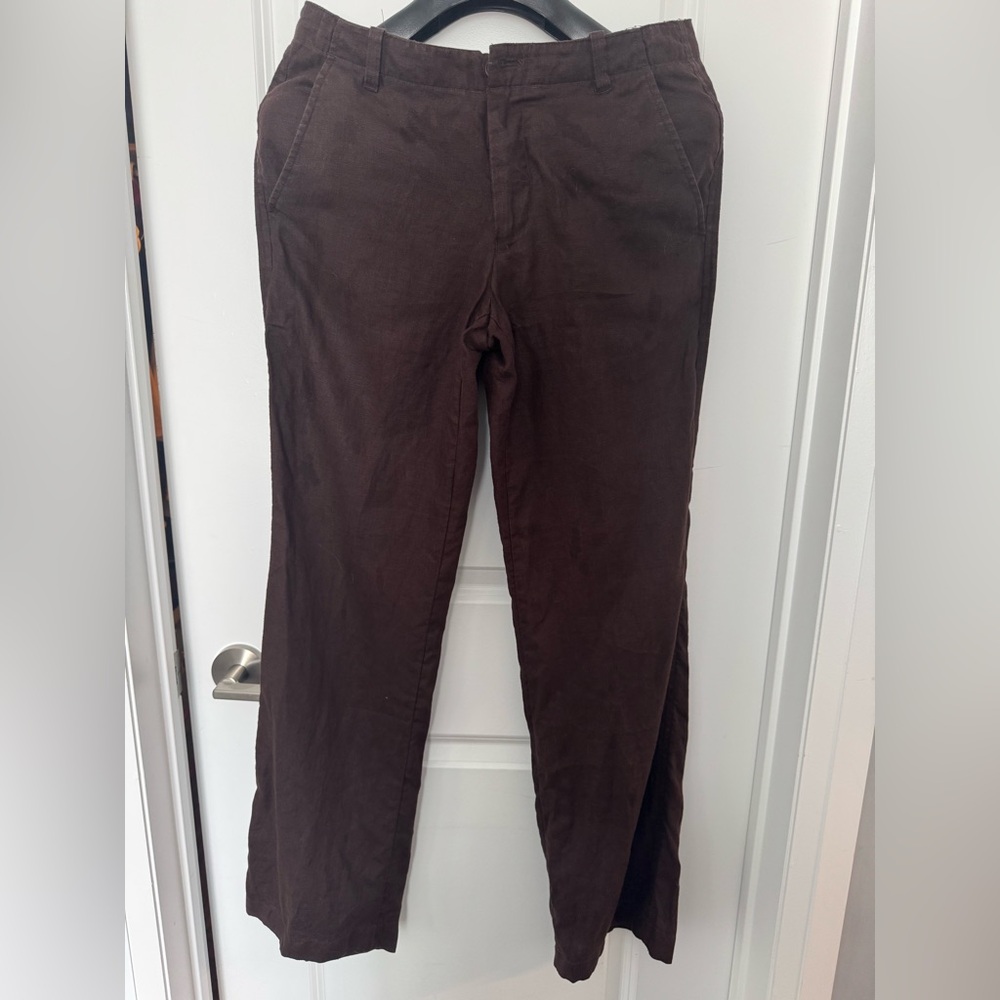 100% linen Women Brown Pants